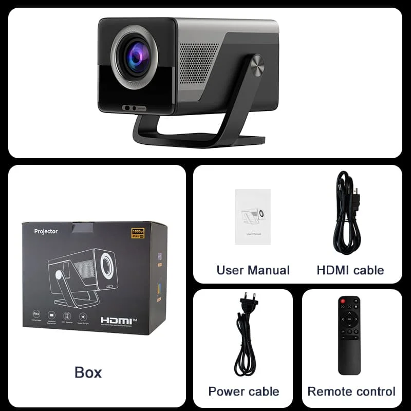 HUAWEISHI Full HD 1080P Projector 4K 1200 ANSI Android WiFi 6 Auto Focus Home Theater Projectors for Movie Meeting Video