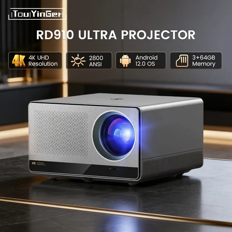 Touyinger 2800ANSI RD910 Ultra 8K 4K Full HD Projector 3G 64G Home Theater WiFi Android TV Cinema RD910 Ultra Beam Projector