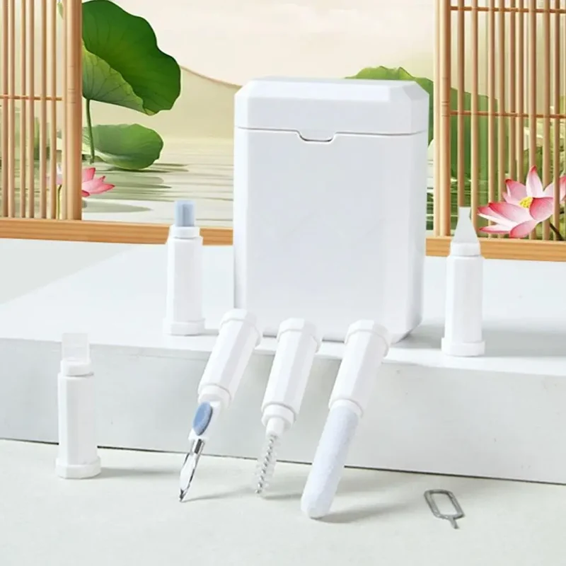 7-in-1 Multifunctional Earphone Cleaning Kit, Portable Phone Charging Port Speaker Cleaner Tool Set Brush Pen & Storage Case