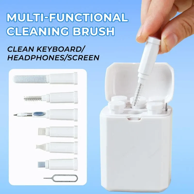 7-in-1 Multifunctional Earphone Cleaning Kit, Portable Phone Charging Port Speaker Cleaner Tool Set Brush Pen & Storage Case