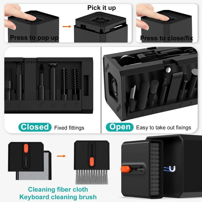 32-in-1 Multi-Purpose Electronics Cleaning Kit – for iPhone Charging Port, AirPods, Bluetooth Earbuds, Keyboard & Screen Cleanin