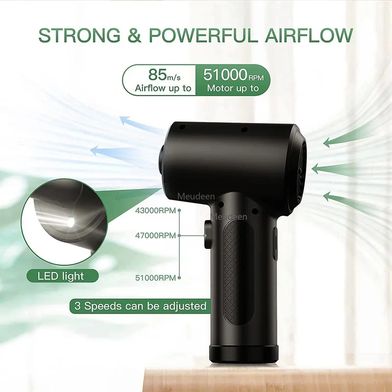 Protable Air Duster for Computer Cleaning 51000RPM Cordless Compressed Air Blower with LED Light for PC computers Keyboard Clean