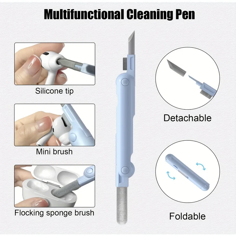 7-in-1 Wireless Earphone Cleaning Pen, Earbud Cleaning Pen, Keyboard Cleaning Brush, Laptop Screen, Keyboard, and Earphone Cleaning Kit, Multifunctional Cleaning Tool, Cleaning Set