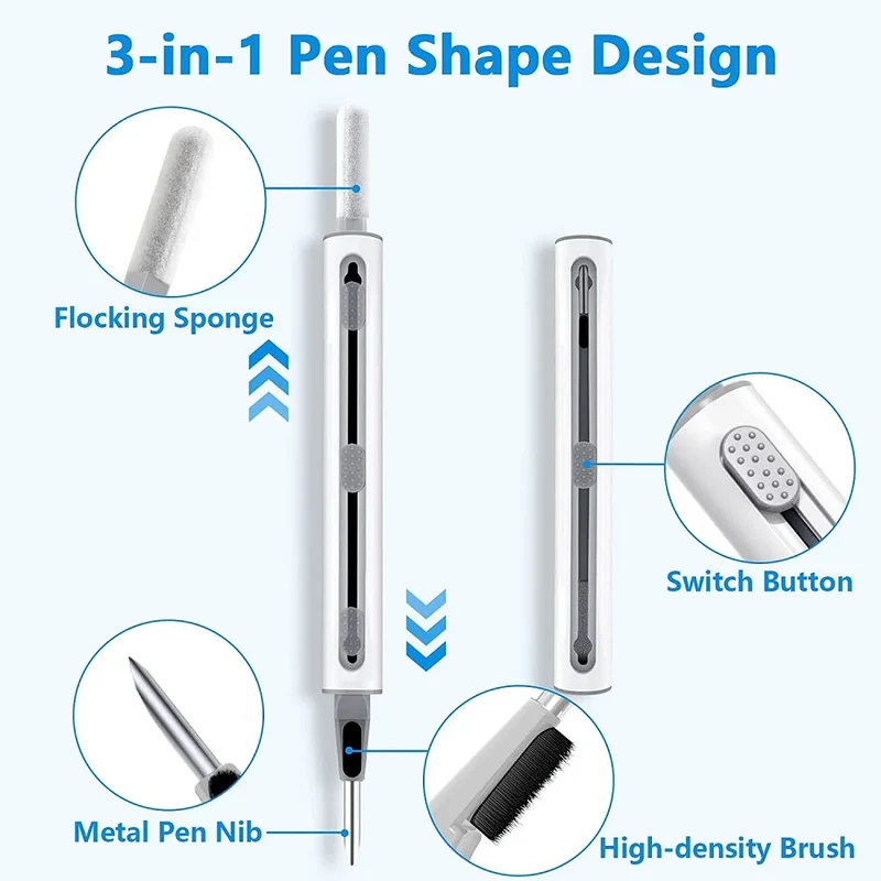 3 In 1 Cleaner Kit Bluetooth Earphone Cleaning Tool Durable Earbuds Case Clean Brush Pen For AirPods Pro 3 2 1 Headphone Cleaner