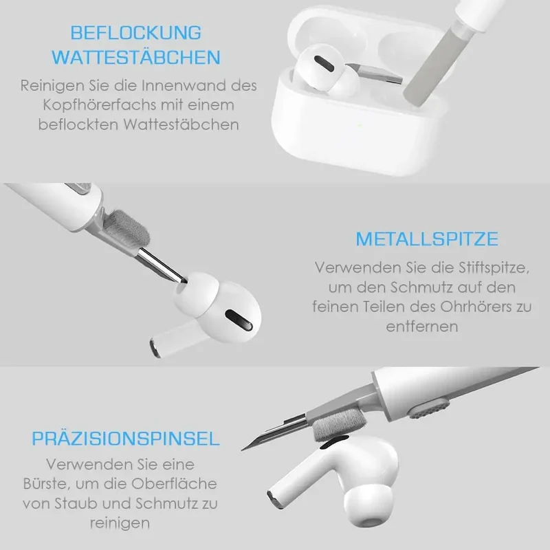 3 In 1 Cleaner Kit Bluetooth Earphone Cleaning Tool Durable Earbuds Case Clean Brush Pen For AirPods Pro 3 2 1 Headphone Cleaner