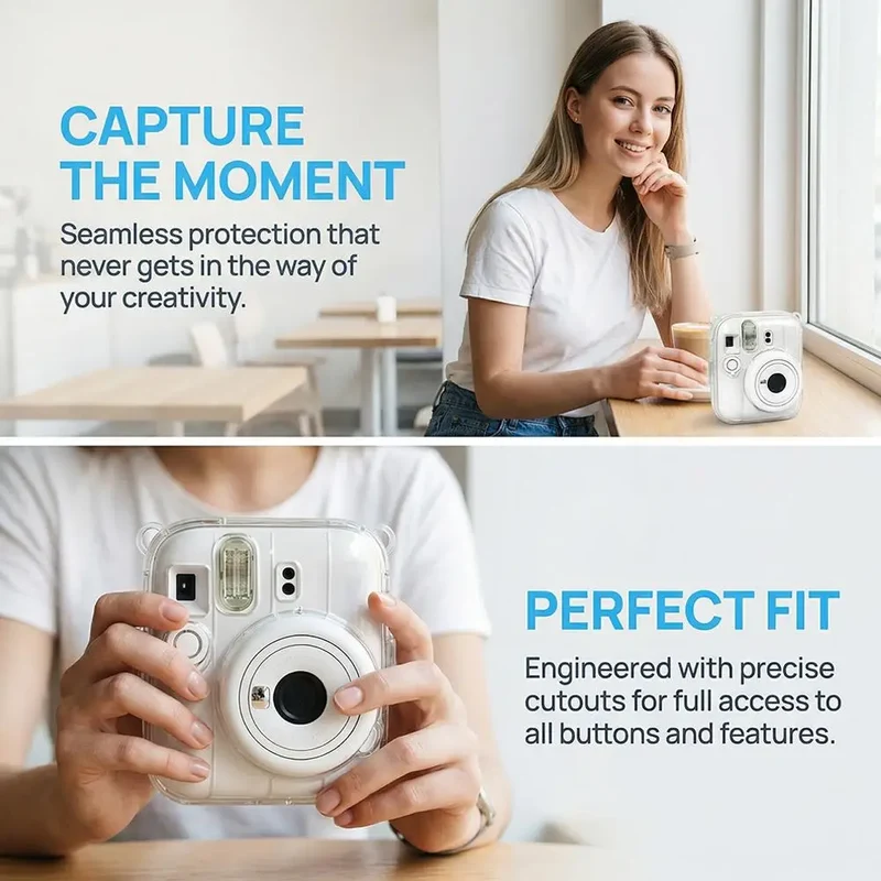 Crystal Clear Case for Fujifilm Instax Mini 13 Camera Transparent Hard PC Protective Cover Shell B1K4