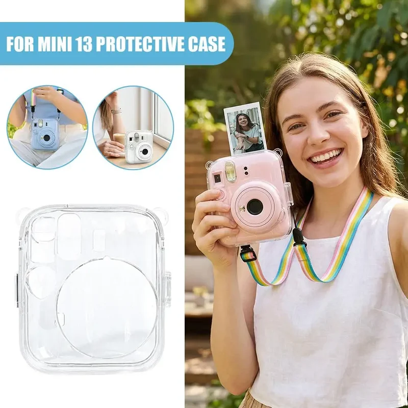 Crystal Clear Case for Fujifilm Instax Mini 13 Camera Transparent Hard PC Protective Cover Shell B1K4