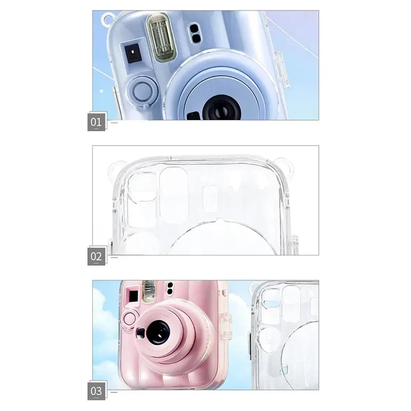 Crystal Clear Case for Fujifilm Instax Mini 13 Camera Transparent Hard PC Protective Cover Shell B1K4