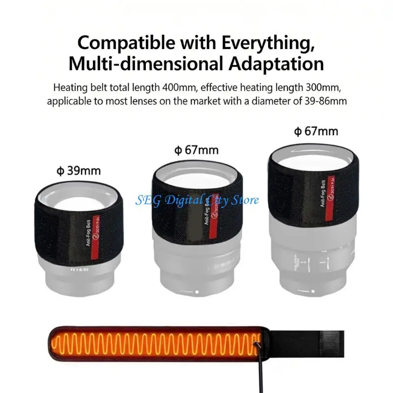 U75B Outdoor Anti Fog Band 300mm Length DSLR Fog Stopping Belt for Camera Lens Prevents Fogging in Rain Snow Condition