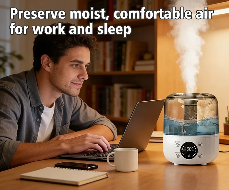 3000mL Smart Air Humidifier with Dual Mist Output: Essential Oil Aroma Diffuser for Home & Office, Equipped with Adjustable Fog