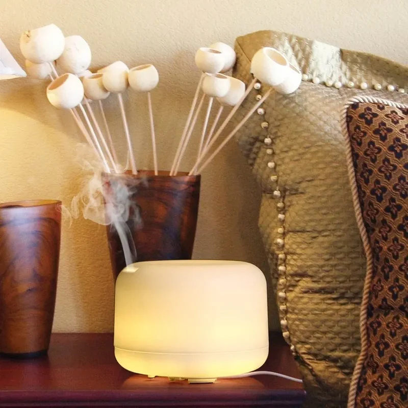 300 500ML Air Humidifier With Remote Control Colorful Non-printed Ultrasound Aroma Diffuser Pure White Dark Light Wood Grain