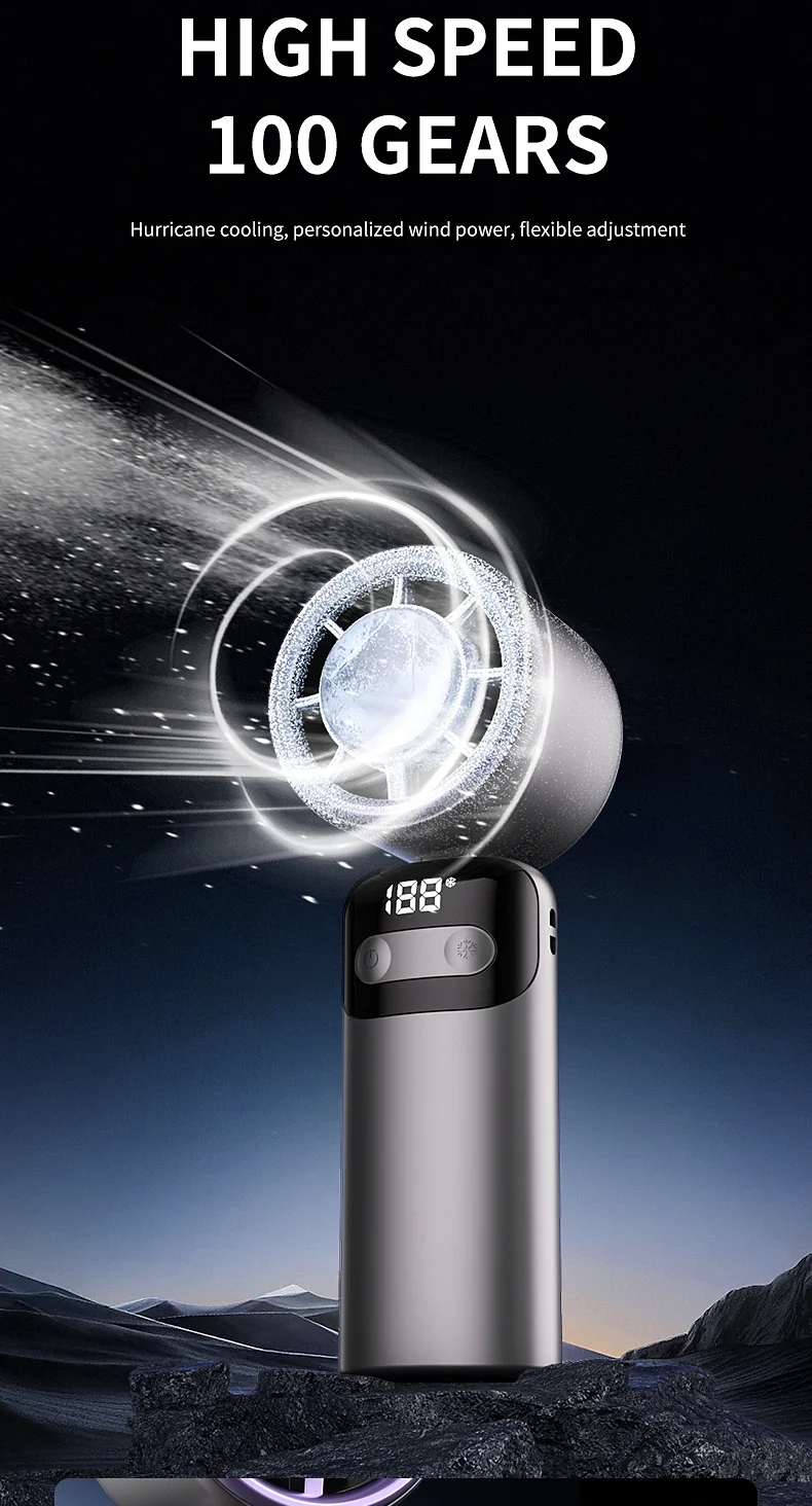 3000mah Semiconductor Refrigeration High-speed Handheld Electric Fan USB Portable Rechargeable Outdoor Small Fan