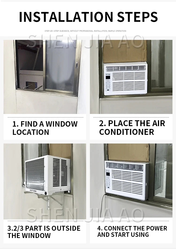 Window Air Conditioner Window-Mounted Portable Refrigeration Air Conditioners Cold 24-hour Timer Remote Control Room Cooler