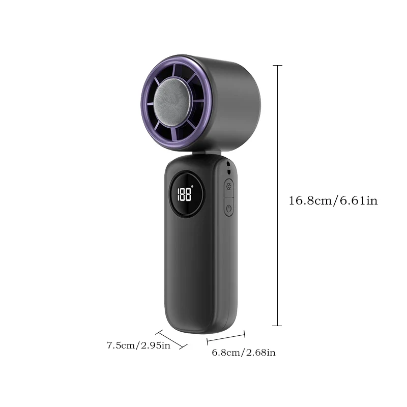 2026 Handheld Portable Cooling Fan 100 Speeds Adjustable Refrigeration Quite Mini Turbo Fan Type-C High Speed Cold Compress Fan