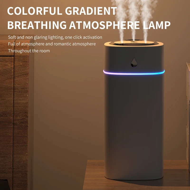 Triple-Nozzle 600mL Waterdrop Mist Humidifier: Fast & Gentle Moisture for Your Space