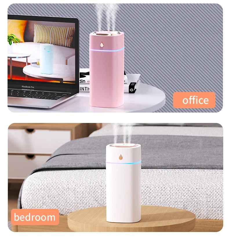 Triple-Nozzle 600mL Waterdrop Mist Humidifier: Fast & Gentle Moisture for Your Space