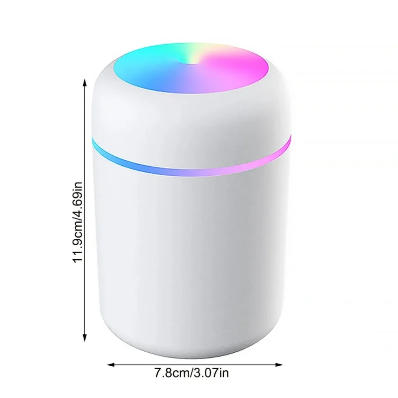 Multi-Function Car-Mounted Ultrasonic Humidifier with RGB Ambient Lighting and 300ml Aromatherapy Diffuser for Compact Spaces