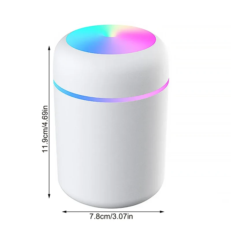 Multi-Function Car-Mounted Ultrasonic Humidifier with RGB Ambient Lighting and 300ml Aromatherapy Diffuser for Compact Spaces