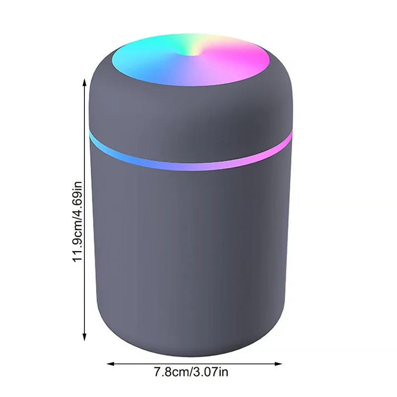 Multi-Function Car-Mounted Ultrasonic Humidifier with RGB Ambient Lighting and 300ml Aromatherapy Diffuser for Compact Spaces