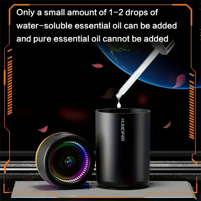 1pc Car Humidifier Colorful LED Aromatherapy Humidifier Silent Ultrasonic Air Aromatherapy Machine Suitable for Bedroom Office