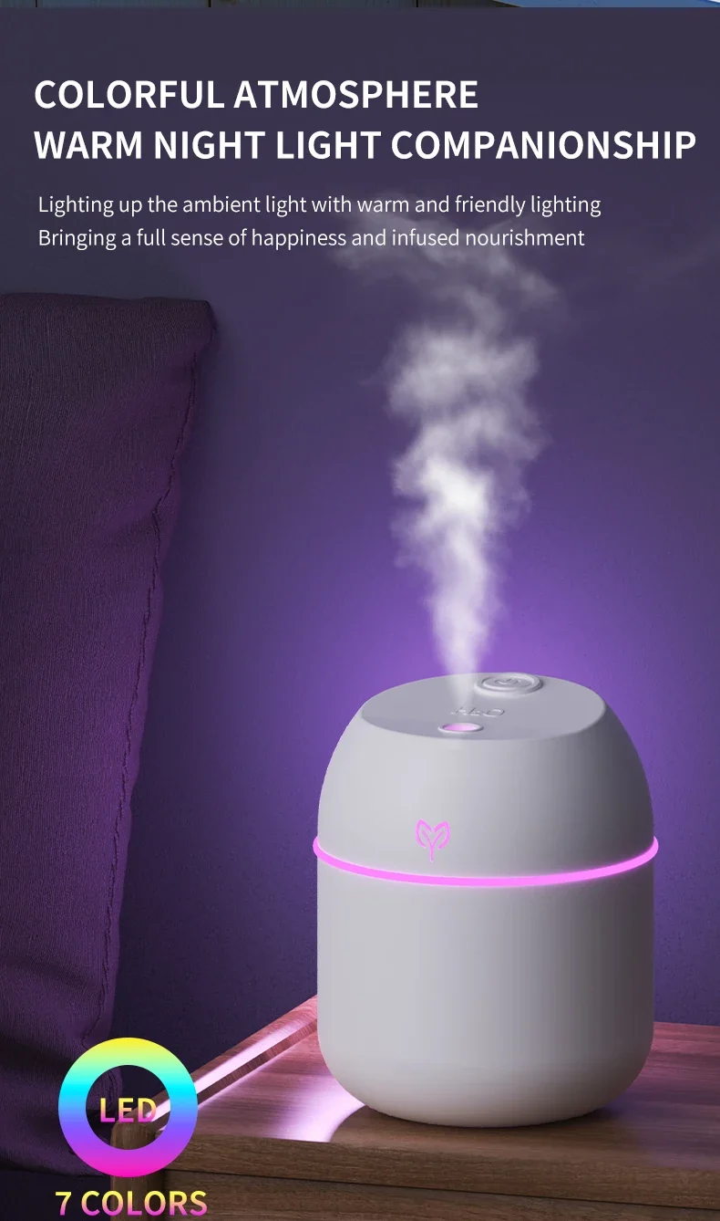 220ML big fog amount usb air humidifier Small desktop humidifier home intelligent car aromatreatment machine