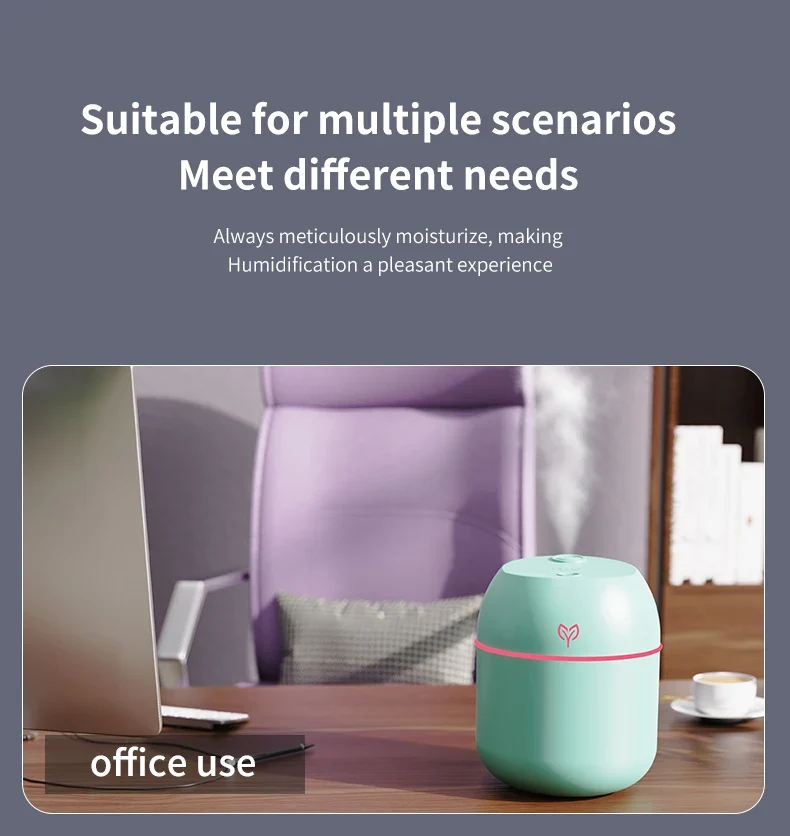 220ML big fog amount usb air humidifier Small desktop humidifier home intelligent car aromatreatment machine