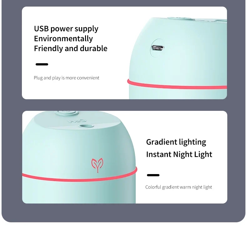 220ML big fog amount usb air humidifier Small desktop humidifier home intelligent car aromatreatment machine
