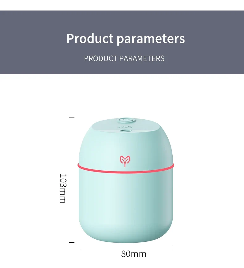 220ML big fog amount usb air humidifier Small desktop humidifier home intelligent car aromatreatment machine