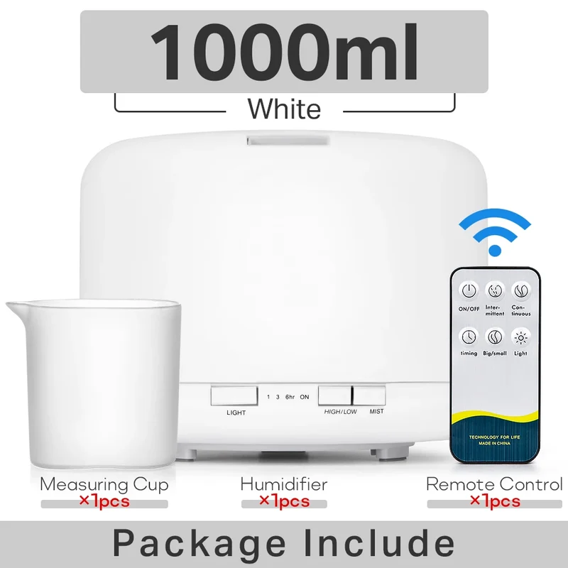 Air Humidifier Essential Oil Diffuser 300ML 500ML 1000ML With Lights Remote Control Ultrasound Electric Aromatherapy Diffuser