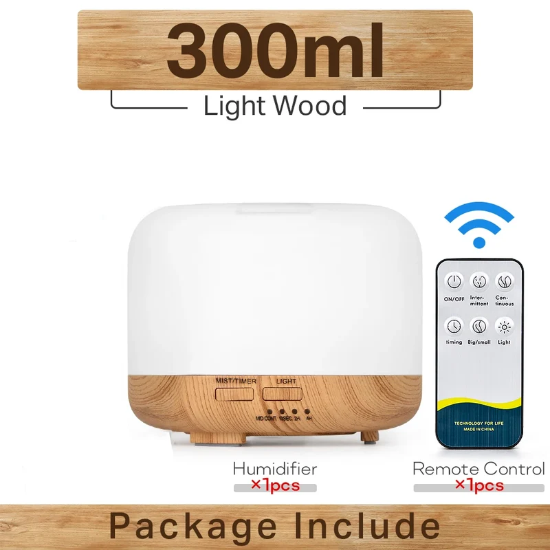 Air Humidifier Essential Oil Diffuser 300ML 500ML 1000ML With Lights Remote Control Ultrasound Electric Aromatherapy Diffuser