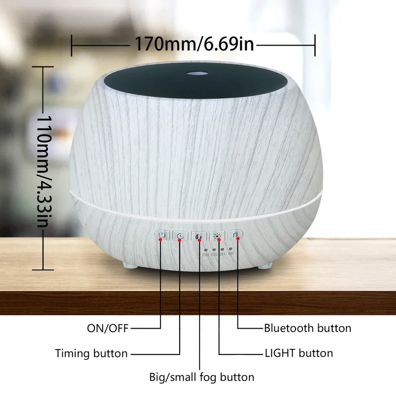 500ml Essential Oil Aroma Diffuser Smart WiFi Air Humidifier Support Tuya Alexa Google Home 7 Colorful LED Light App Control