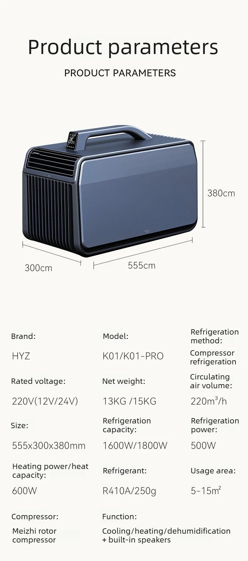 New Outdoor Portable Air Conditioner Compact Heating Cooling Mobile AC for Camping Tent
