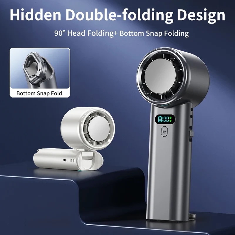 5200mAh Large Capacity Handheld Fan High Speed Refrigeration Handheld Fan 100 Speed USB Charging Portable Fan