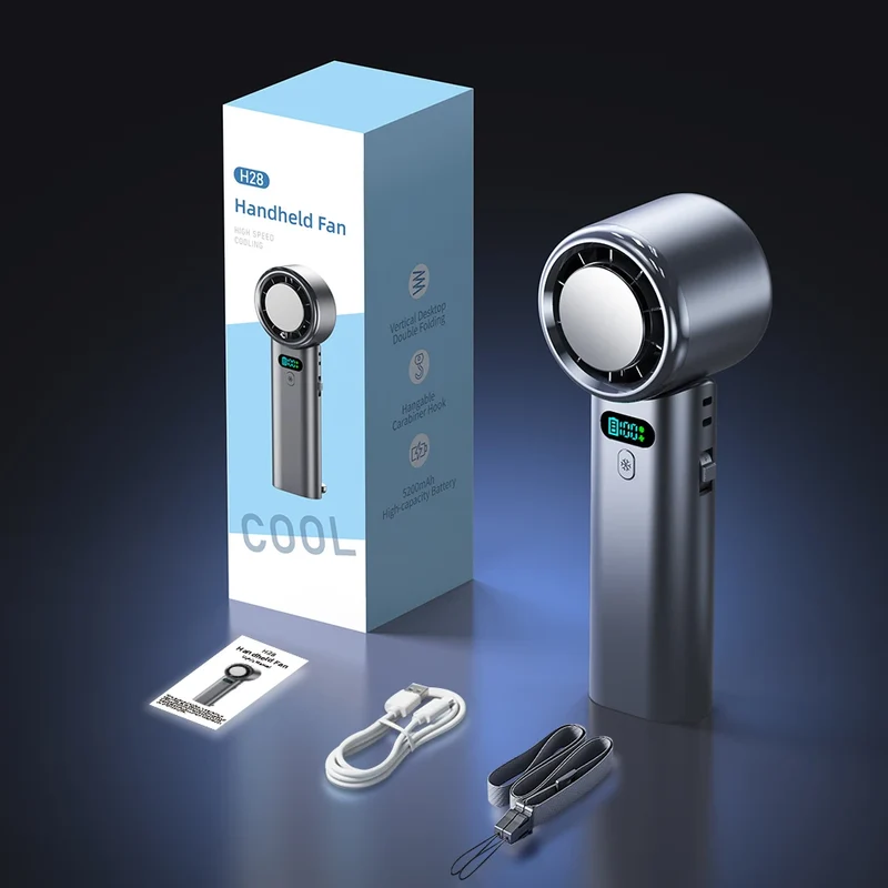 5200mAh Large Capacity Handheld Fan High Speed Refrigeration Handheld Fan 100 Speed USB Charging Portable Fan