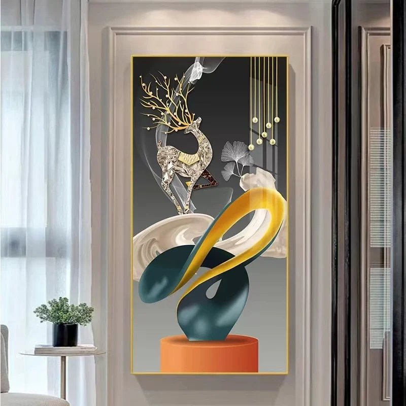 100X50CM New Large Aluminum Alloy Frame Crystal Home Gallery Hanging Wall Decor Artwork Painting Dropshipping for Living DDP