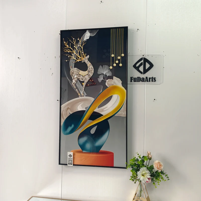 100X50CM New Large Aluminum Alloy Frame Crystal Home Gallery Hanging Wall Decor Artwork Painting Dropshipping for Living DDP