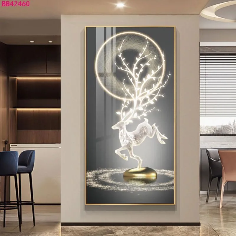 100X50CM New Large Aluminum Alloy Frame Crystal Home Gallery Hanging Wall Decor Artwork Painting Dropshipping for Living DDP