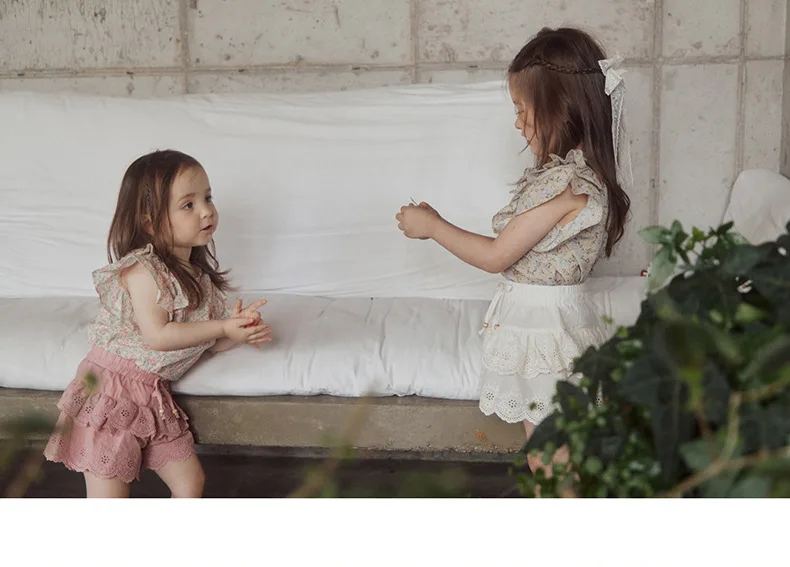 Kids Girls Cute Shirts and Shorts Skirts Outfit Set 2026 Summer New Korea Children Floral Fringed Shirts Skirts Clothes Set