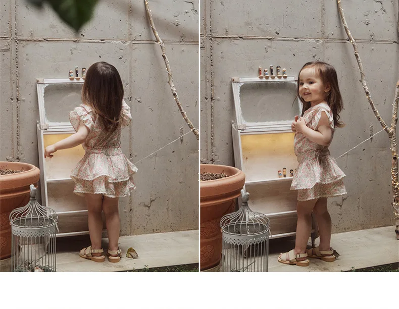 Kids Girls Cute Shirts and Shorts Skirts Outfit Set 2026 Summer New Korea Children Floral Fringed Shirts Skirts Clothes Set