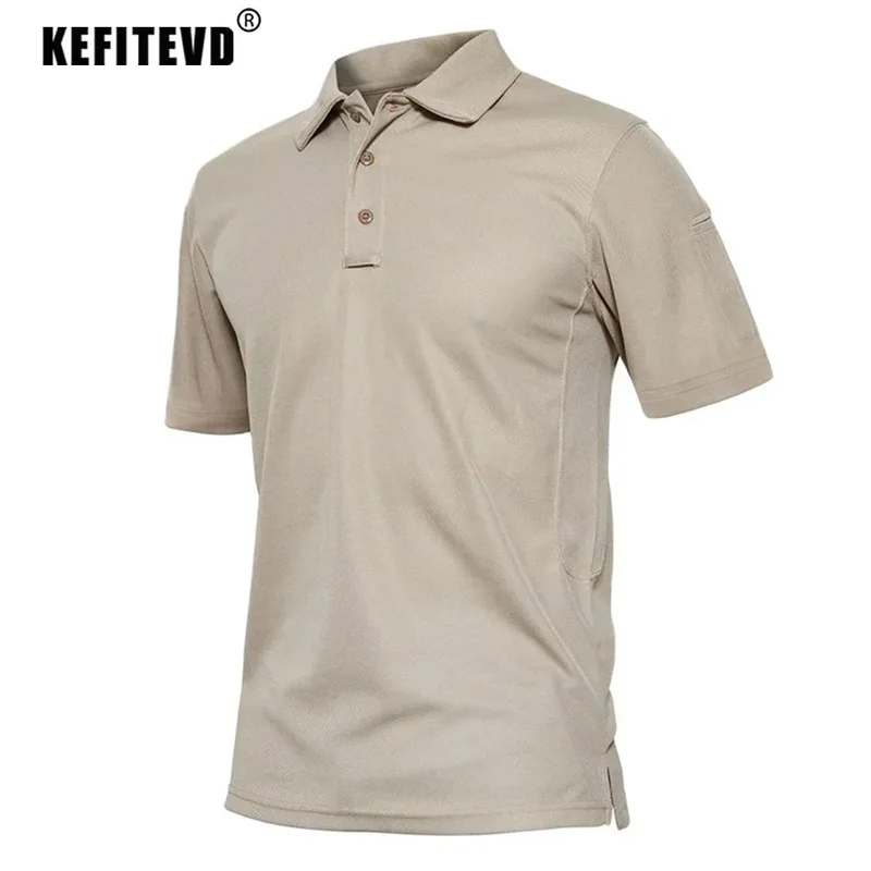 KEFITEVD Summer Golf T-shirts Men's Short Sleeve Quick Drying Polo Shirt Lightweight Outdoor Hiking Camping T-shirts Tee Tops