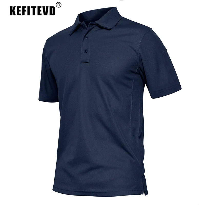 KEFITEVD Summer Golf T-shirts Men's Short Sleeve Quick Drying Polo Shirt Lightweight Outdoor Hiking Camping T-shirts Tee Tops