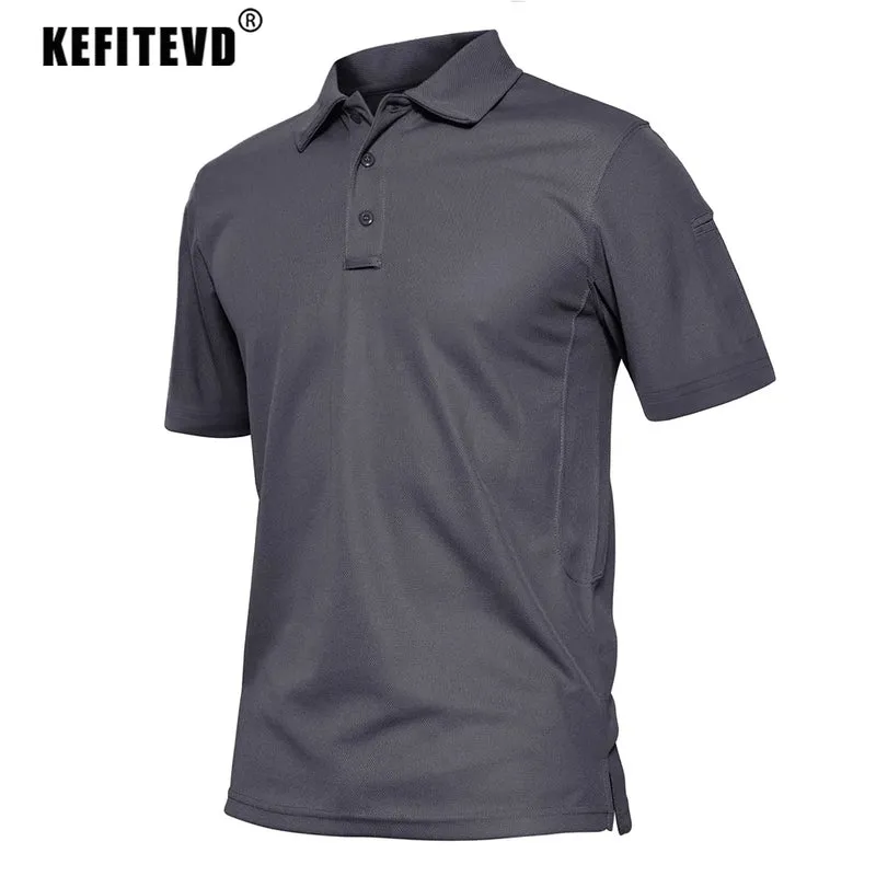 KEFITEVD Summer Golf T-shirts Men's Short Sleeve Quick Drying Polo Shirt Lightweight Outdoor Hiking Camping T-shirts Tee Tops