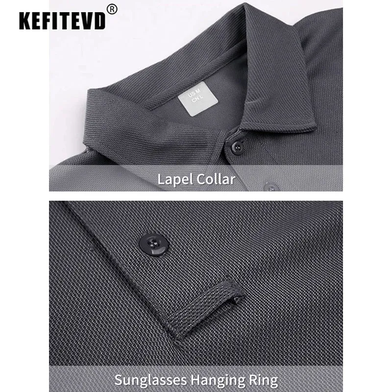 KEFITEVD Summer Golf T-shirts Men's Short Sleeve Quick Drying Polo Shirt Lightweight Outdoor Hiking Camping T-shirts Tee Tops