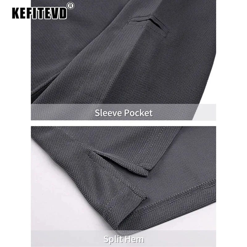KEFITEVD Summer Golf T-shirts Men's Short Sleeve Quick Drying Polo Shirt Lightweight Outdoor Hiking Camping T-shirts Tee Tops