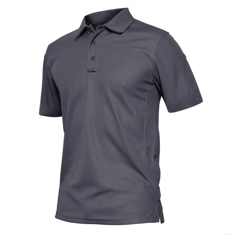 KEFITEVD Summer Golf T-shirts Men's Short Sleeve Quick Drying Polo Shirt Lightweight Outdoor Hiking Camping T-shirts Tee Tops