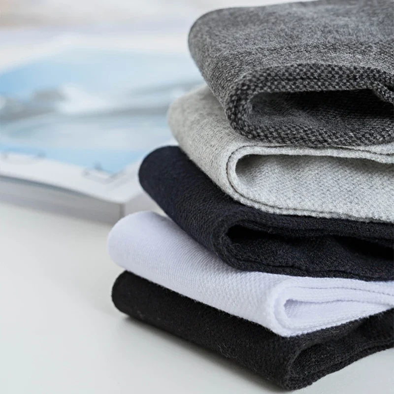 5Pairs Men Mesh Socks Organic Cotton Breathable Black White Business Sock Casual Athletic Spring Summer for Male Size EUR38-45