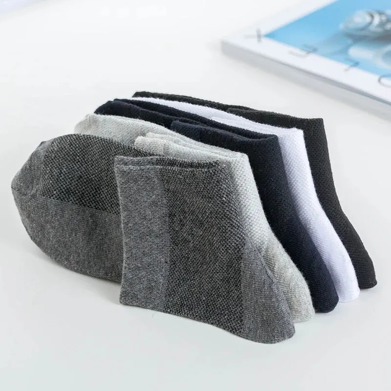 5Pairs Men Mesh Socks Organic Cotton Breathable Black White Business Sock Casual Athletic Spring Summer for Male Size EUR38-45