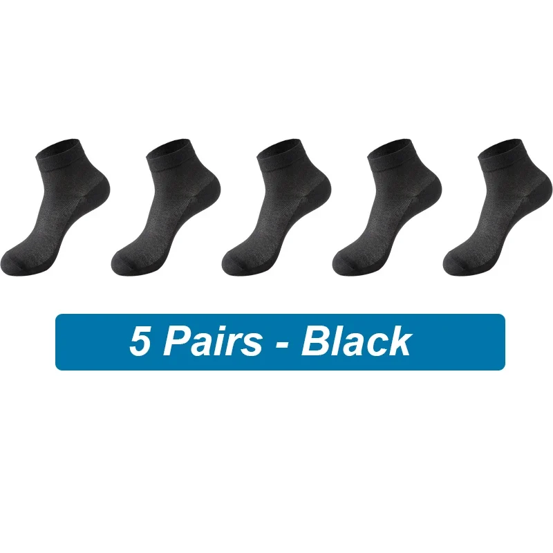 5Pairs Men Mesh Socks Organic Cotton Breathable Black White Business Sock Casual Athletic Spring Summer for Male Size EUR38-45