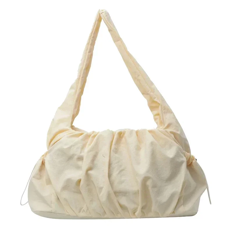 Nylon Cloth Bag Women Tote Bag Large Capacity Summer 2025 New Fashionable women's pleated Outdoor Travel bag Shoulder Bag