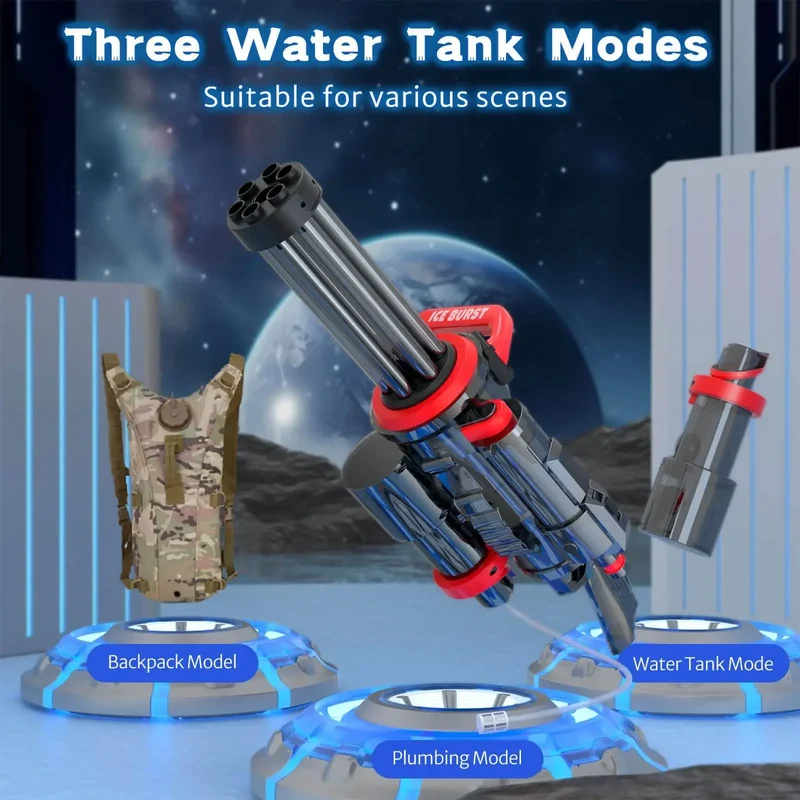 Large Backpack 3L Electric Water Gun Gatling Cool Lighting Toys,2024 New Summer Outdoor Shooting Super Water Gun Toy Gifts